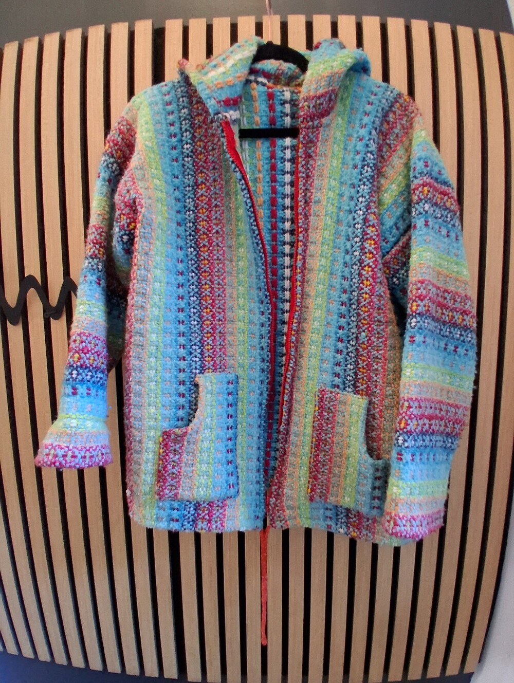 Boho Striped Hooded Knit Jacket in Multi-Color
